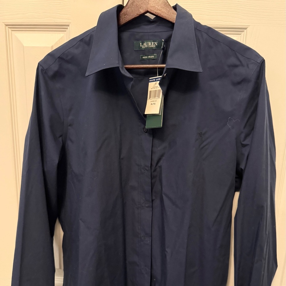 Women Navy Blue Dress Shirt